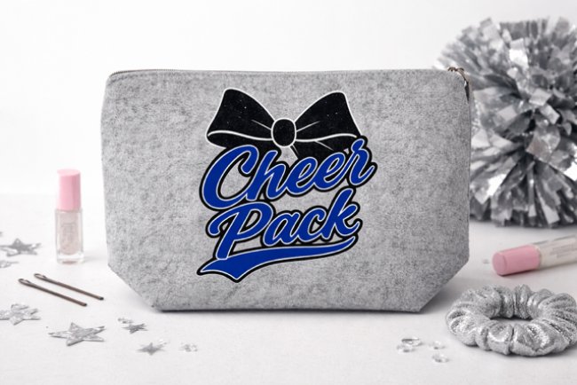 Kleinkramtasche aus Filz hellgrau - Cheer Pack Schleife